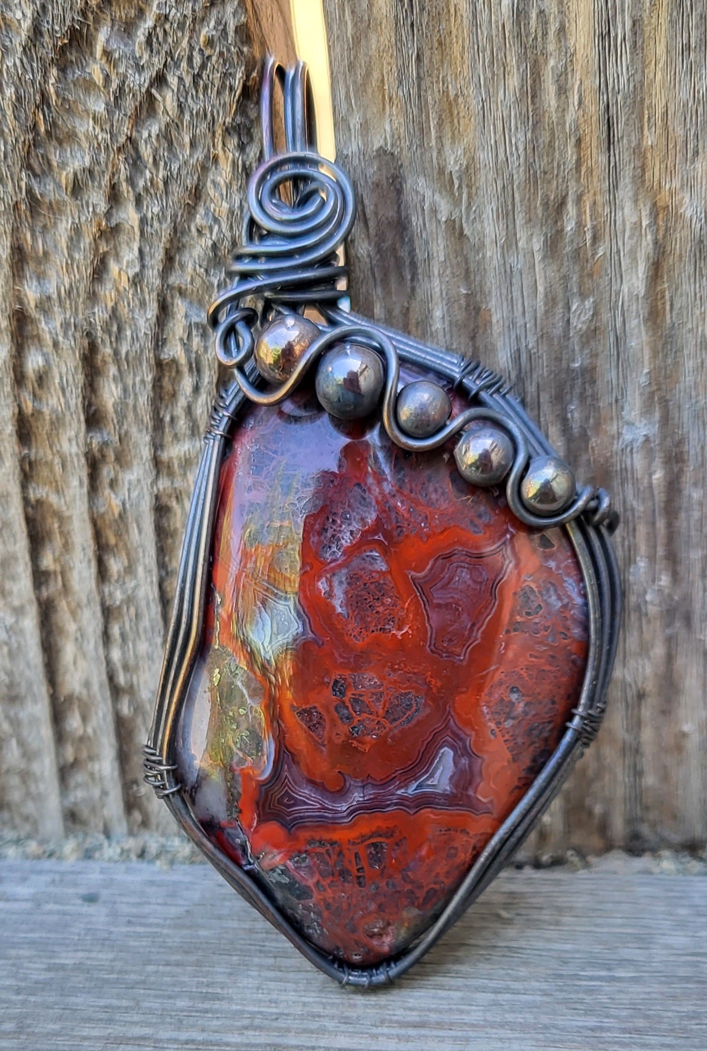 Red Crazy Lace Agate Pendant