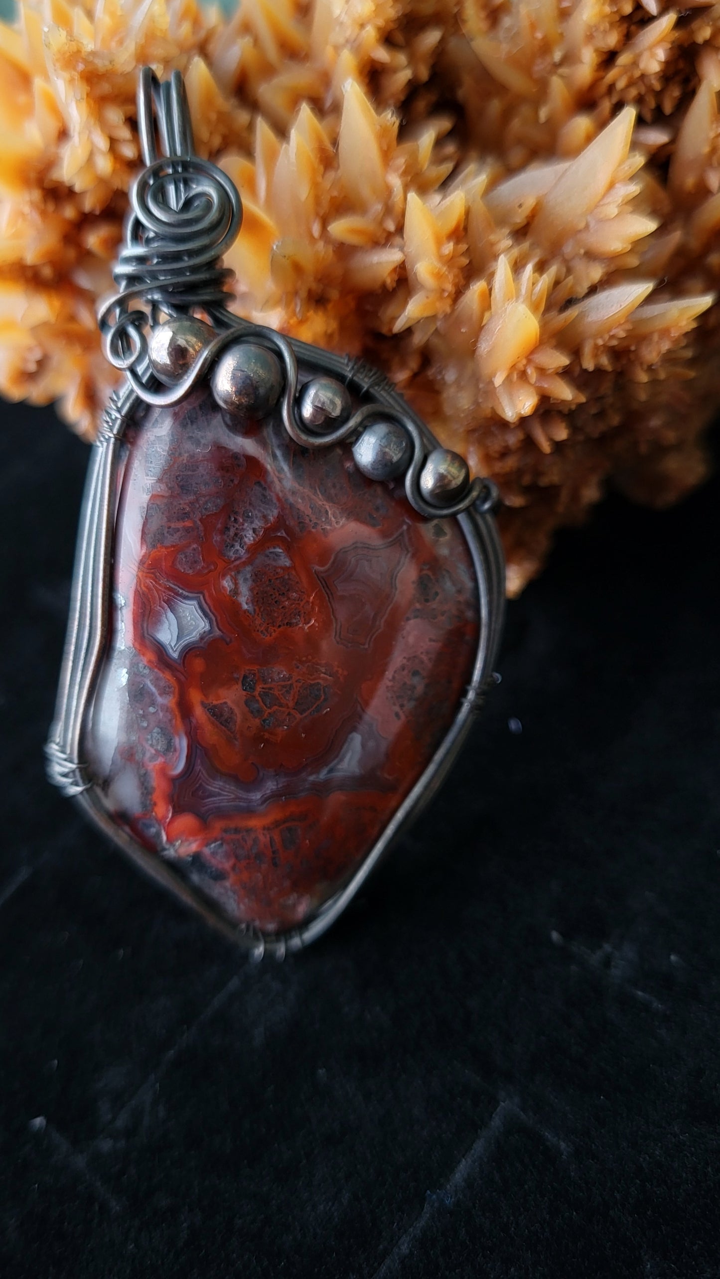 Red Crazy Lace Agate Pendant
